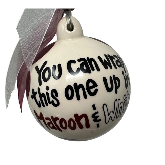 Mississippi State Bulldog Ornament Maroon White Ceramic Christmas Ball Decor - Picture 5 of 10